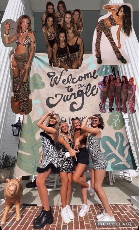 Jungle Theme Parties For Adults, Why Is This In My Closet Party Theme, Jungle Theme Bachelorette Party Outfit, Jungle Theme Frat Party Outfit, Welcome To The Jungle Bachelorette, Date Party Ideas Sorority Social Themes, Welcome To The Jungle Theme Outfit, Jungle Theme Parties Outfit, Bachelorette Theme Night Outfits