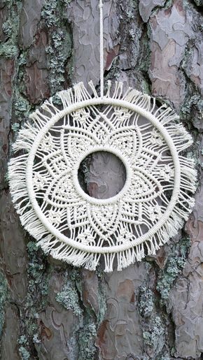 DIY ROUND MACRAME FLOWER 🏵️ Macrame Ring Wall Hanging With Flowers, Macrame Mandala Pattern, Round Macrame Wall Hanging Diy, Round Macrame Wall Hanging, Macrame Arch, Macrame Round, Macrame Circle, Round Macrame, Bohemian Diy