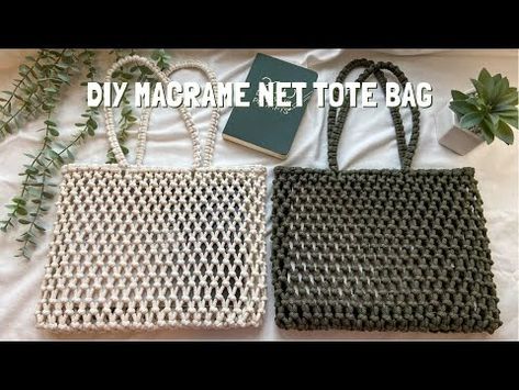 DIY | Macrame Net Tote bag tutorial | Bolsa de macrame | 마크라메 가방 - YouTube Easy Macrame Bag Tutorial, Beach Bag Tutorials, Macrame Tas, Macrame Bag Tutorial, Macrame Net, Macrame Tote Bag, Macrame Basket, Clutch Tutorial, Free Macrame Patterns