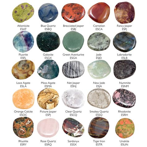 Earth Stones (5 lb Display) | Pocket Stones | Worry Stones | Wholesale Gifts | Natural Gifts Crystal Identification, Gemstones Chart, 그림 낙서, Pretty Rocks, Wholesale Gifts, Crystal Healing Stones, Worry Stones, Minerals And Gemstones, Rocks And Gems