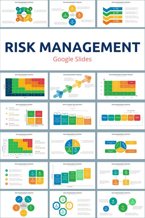 Risk Management Google Slides - creative design business presentation templates in the Google Slides. Ready template, easy to use. #RiskManagement #GoogleSlides #Design #Creative #Presentation #Slide #Infographic Risk Analysis Template, Risk Management Plan, Risk Assessment Template, Risk Matrix, Project Risk Management, Keynote Design, Operations Manager, Kpi Dashboard, Risk Management Strategies