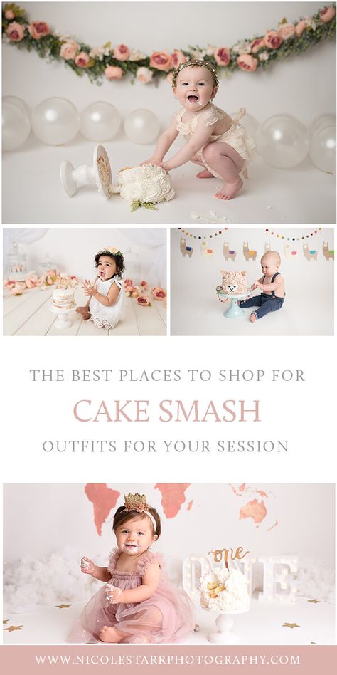 Saratoga Springs and Boston cake smash photographer Nicole Starr Photography recommends the best shops to purchase cake smash outfits from for your first birthday session | Saratoga Springs Cake Smash Photographer | Boston Cake Smash Photographer | Saratoga Springs Family Photographer | Boston Family Photographer | Delmar NY Cake Smash Photographer | Loudonville Cake Smash Photographer #cakesmash #nicolestarrphotography #cakesmashoutfits Cake Smash Flower Theme, Cake Smash Photos Outdoor, Simple Cake Smash Photoshoot, Bunny Cake Smash, First Birthday Cake Smash Photoshoot, Diy Cake Smash Photos, Boston Cake, Boho Cake Smash, 1st Photoshoot