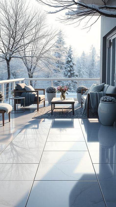 Transform your winter patio with our 20 sleek flooring ideas! From cozy heated tiles to modern designs, discover how to create a warm and inviting outdoor space. Embrace winter gatherings in style and comfort. Explore now for inspiration that will enhance your patio’s appeal! Patio Flooring Ideas, Winter Patio, Patio Flooring, Flooring Ideas, Composite Decking, Top 20, Patio Decor, Winter Season, The Winter