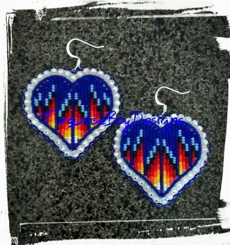 Beaded Heart Earrings Native, Beaded Heart Earrings, Native American Beadwork Patterns, Beautiful Beaded Earring, Native Beading, Beaded Jewelry Earrings, Native Beading Patterns, Beaded Earrings Native, Beaded Heart