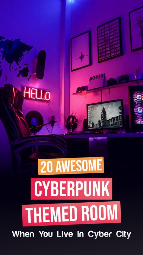 Cyberpunk Room Interiors Ideas, Cyberpunk Decoration Ideas, Cyberpunk Aesthetic Room Decor, Cyberpunk Aesthetic Room Ideas, Cyberpunk Room Design, Cyberpunk Inspired Room, Cyberpunk Game Room, Cyberpunk Diy Decor, Cyberpunk Decor Futuristic Interior