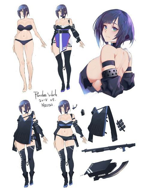 Full Body Character Reference Sheet, Side View Character Design, Back Of Character, Arm Side View, Side View Character, Multiple Arms Character, Multiple Eyes Character, Bra Reference, Character Design References Sheet