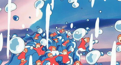 #Ponyo Ponyo Gif, Studio Ghibli Pictures, Ghibli Pictures, Pixel City, Studio Ghibli Films, Wallpaper Notebook, Cute Headers, In And Out Movie, Studio Ghibli Art