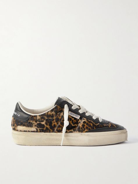 Golden Goose's 'Soul-Star' sneakers will make any outfit feel a little more rock 'n' roll. They've been made in Italy from leopard-print calf hair and have leather trims. The rubber soles are already distressed for a lived-in feel, so you won't need to worry the first time you wear them. Leopard Sneakers, Orlebar Brown, Flat Dress Shoes, Latest Shoe Trends, Golden Goose Shoes, Golden Goose Deluxe Brand, Only Shoes, Star Sneakers, 2024 Vision