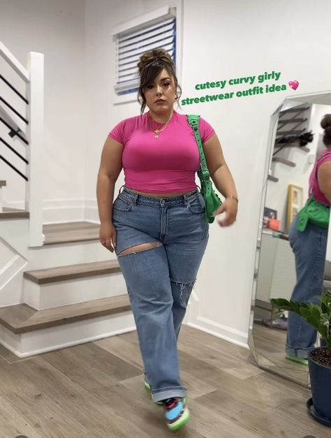 Girly Streetwear Outfits, Plus Size Tomboy Fashion, Girly Streetwear, Plus Size Aesthetic Outfits, Plus Size Baddie, Outfits Gorditas, Plus Size Baddie Outfits, Cute Everyday Outfits, Curvy Girl Outfits