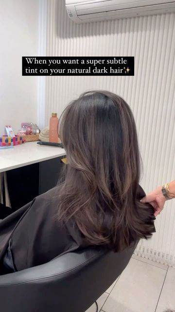 Best Colour For Black Hair, Black Hair With Brown Ombre, Dark Chocolate Brown Highlights On Black Hair, Black To Dark Brown Balayage, Cool Black Hair Color, No Bleach Hair Color For Black Hair, Brown Balayage Black Hair, Brown Balayage Hair On Black Hair, Dark Brown Hair Layers