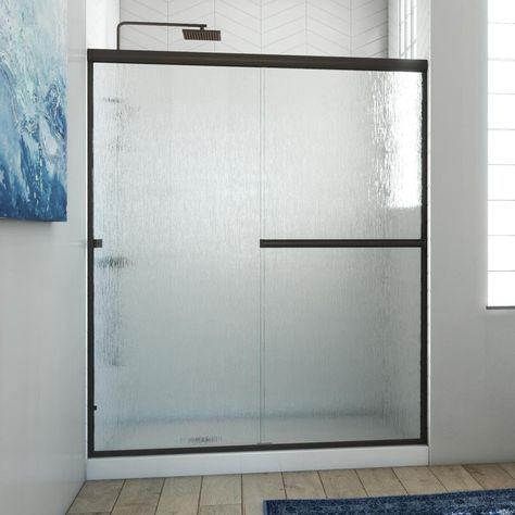 The LESE semi-frameless sliding bypass Shower door is made to order and manufactured in the USA. The LESE features 3/16” thick tempered clear glass and offers a touch of modern elegance to your bathroom. The wall jambs allow up to 1/4” adjustment and can be mounted on any surface. Available in a full range of heights, finishes, and glass options to suit your needs. At Arizona Shower Door we are just as dedicated to providing you with an exceptional shower enclosure product as we are to giving yo Rain Glass Shower Doors, Opaque Shower Doors, Frosted Shower Glass Door Ideas, Shower Glass Door Ideas, Rain Glass Shower Door, Shower Door Glass Types, Frosted Shower Doors, Bronze Shower Door, Bypass Sliding Shower Doors