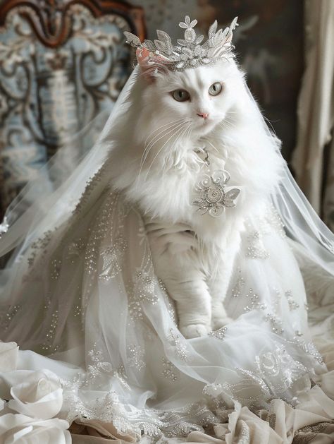 Princess Wedding Dress For Cat Check more at https://www.yopacat.com/product/princess-wedding-dress-for-cat/ Cat Princess Costume, Cat Wedding Dress, Cats In Clothes, Cat Princess, Fancy Cat, Cat Dressed Up, Cat Dress, Cat Wedding, Fancy Cats