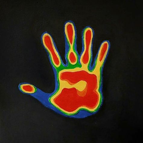 Heat Art Painting, Thermal Hand Print Wallpaper, Hand Paint Drawing, Hand Painting Drawing, Thermal Handprint Painting, Hand Thermal Painting, Hand Heat Painting, Infrared Hand Painting, Drawing For Your Room