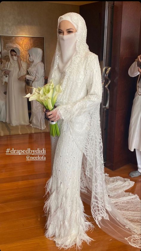 Akad Nikah Dress, Baju Wedding, Malay Wedding Dress, Bridal Hijab Styles, Muslim Wedding Gown, Baju Kahwin, Nikah Outfit, Muslimah Wedding Dress, Nikah Dress