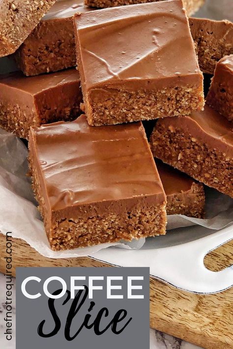 No Bake Coffee Cake, Coffee Slice No Bake, Cookie Tray Bake, Coffee Slice Recipe, Vegan Tray Bake Recipes, Easy Tray Bake Recipes, Slices Recipes Easy No Bake, Non Bake Cookies Recipes, Healthy Tray Bakes