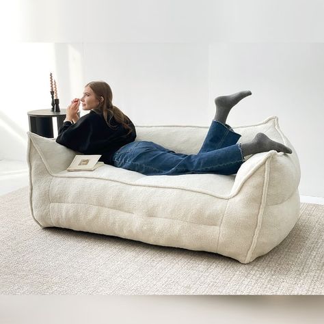 Floor Couch Soft Lazy Sofa Bean Bag Chair Sofa Loveseat - Bed Bath & Beyond - 39780392 Sofa Bean Bag, Bean Bag Couch, Floor Couch, Bean Bag Sofa, Teddy Fabric, Lazy Sofa, Beige Sofa, Bag Chair, Single Sofa