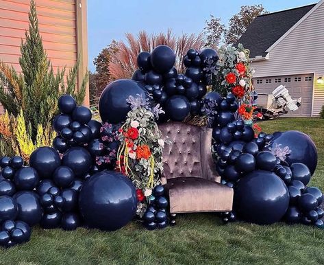 Navy Blue Balloon Garland, Blue Balloon Arch, Blue Balloon Garland, Teal Balloons, Black Party Decorations, Balloon Arch Kit, Blue Balloon, Silver Balloon, Gender Reveal Party Decorations