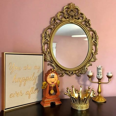 Beauty And Beast Bedroom Ideas, Beauty And The Beast Mantle Decor, Beauty And The Beast Theme Bedroom, Beauty And Beast Nursery, Disney Decor Subtle, Beauty And The Beast Inspired Home Decor, Beauty And Beast Decor, Beauty And The Beast Room Aesthetic, Beauty And The Beast Bedroom Kid Rooms