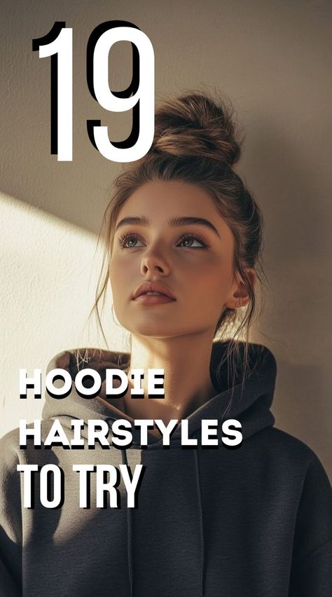 Keep it casual and cute with these 19 hoodie hairstyles! From sleek ponytails to messy buns and effortless waves, these hairstyles are perfect for when you're rocking your favorite hoodie. Stay cozy and stylish with these easy-to-try looks that work for any casual day out! Easy Casual Hairstyles, Easy Messy Hairstyles, Hoodie Hairstyles, Casual Bun, Effortless Waves, Cute Buns, Ponytail Hairstyles Easy, Cute Ponytails, Perfect Hairstyle