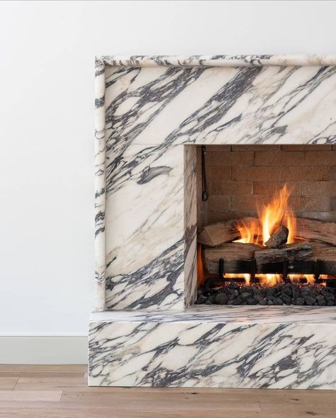 West Coast Granite on Instagram: “Wow, this is a fireplace we can get in front of! Featuring Calacatta Viola Extra marble in a honed finish. Designed by:…” Large Modern Fireplace, Viola Marble Fireplace, Fireplace Ideas With Hearth, Marble Fireplace Ideas, Marble Chimney, Porcelain Fireplace, Marble Fireplace Mantle, Fireplace Feature Wall, Calacatta Viola