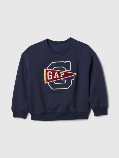 Soft cotton-blend sweatshirt.  Crewneck.  Long sleeves with banded cuffs.  Assorted Gap logos featured.  Straight, easy fit.  Hits at the hip.  Sizes range from baby to toddler. Gap Sweatshirt, Gap Logo, Toddler Jeans, Brand Collaboration, Gender Equality, Support People, Vintage Soft, Sweatshirt Crewneck, Logo Sweatshirt