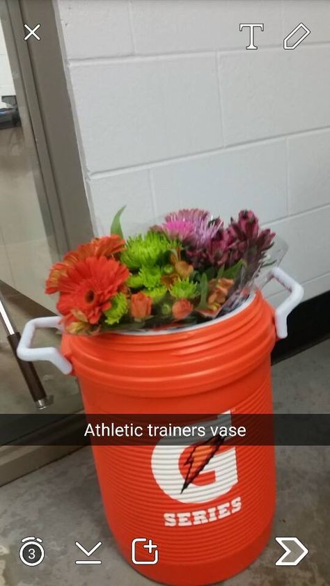 How to keep flowers in water for senior night. Athletic Training Humor, Sport Management Career, Athletic Training Sports Medicine, Flowers In Water, Senior Night Posters, Senior Exercises, Sports Banquet, Senior Night Gifts, Athletic Trainer