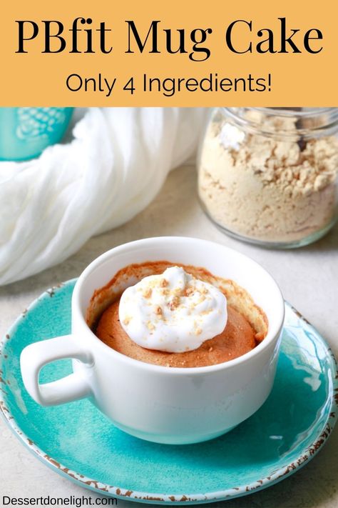 This powdered peanut butter mug cake is so delicious and healthy enough to have for breakfast! It's simple to make with either Pbfit or Pb2 and three other ingredients. With a whopping 20 grams of protein and 8 grams of fiber, this is the perfect mug cake for your healthy lifestyle! #mugcake #dessert #healthymugcake #healthydessert #glutenfree #PBfit #PB2 Peanut Butter Powder Mug Cake, Pb2 Mug Cake, Pb2 Desserts, Healthy Lemon Cake, Mug Dessert Recipes, Peanut Butter Powder Recipes, Peanut Butter Mug Cake, Pb2 Recipes, Healthy Sugar Cookies