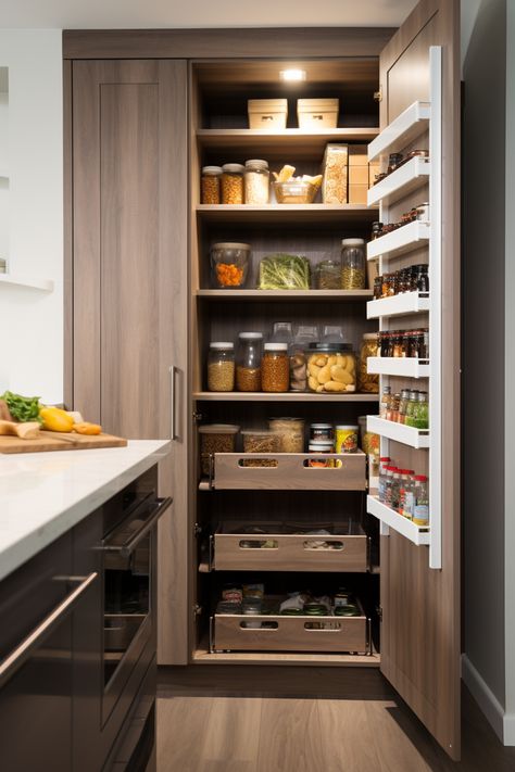 12 Small Pantry Ideas to Make the Most Out of Tight Spaces | Architectural Digest Small Pantry Ideas, Small Kitchen Pantry, Pantry Remodel, Kitchen Storage Space, Pantry Wall, Kitchen Cupboard Designs, Pantry Shelving, Small Pantry, Kitchen Organization Pantry