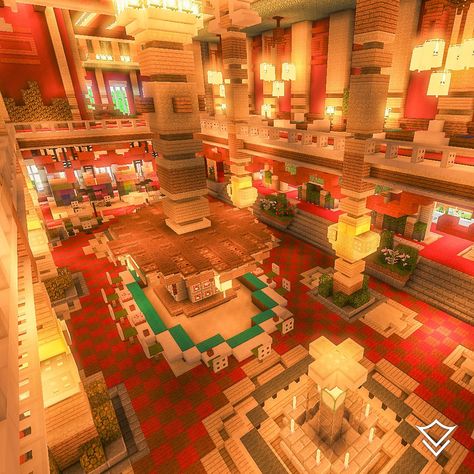 Rate O’Casino! ⬇️ #Minecraft Minecraft Building Ideas Casino, Circus Tent Minecraft, Minecraft Casino Building, Minecraft Hotel Lobby, Minecraft Casino Ideas, Mincraft Bilds, Minecraft Casino, Casino Building, Minecraft Decoration Ideas