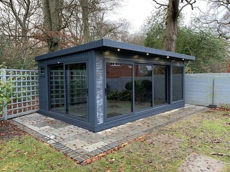 Garden Offices | Bakers Garden Buildings Office Shed Ideas, Garden Games Room, Garden Office Shed, Bar Lounge Area, Summer House Design, Garden Offices, Cedar Cladding, Summer House Garden, Spa Rooms