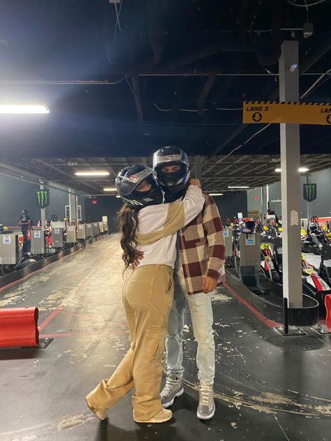 #couplepic #couplefit #dateidea Couple Motorbike, Indoor Go Kart Racing, Spring Bucket List, Unique Date Ideas, Dream Dates, Go Kart Racing, Image Couple, Couple Activities, Cute Date Ideas