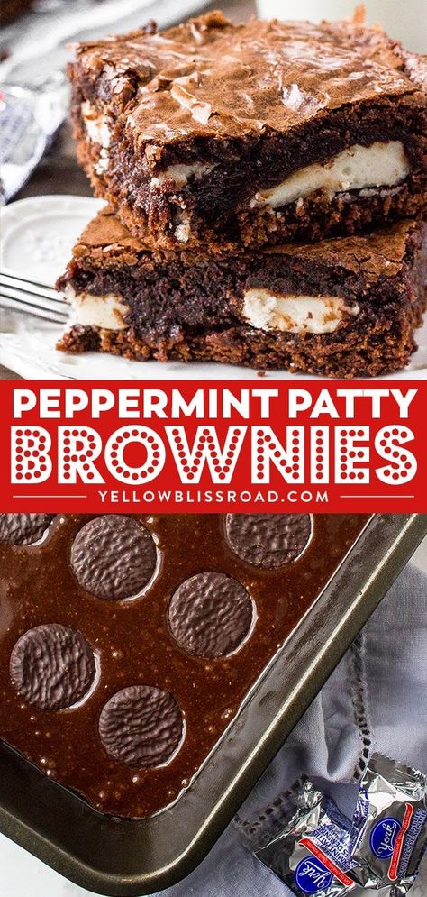 Peppermint Patty Brownies, York Peppermint Patties, Peppermint Patty Recipe, Chocolate Mint Brownies, York Peppermint Patty, Cookie Dough Cake, Peppermint Brownies, Peppermint Patty, Peppermint Patties