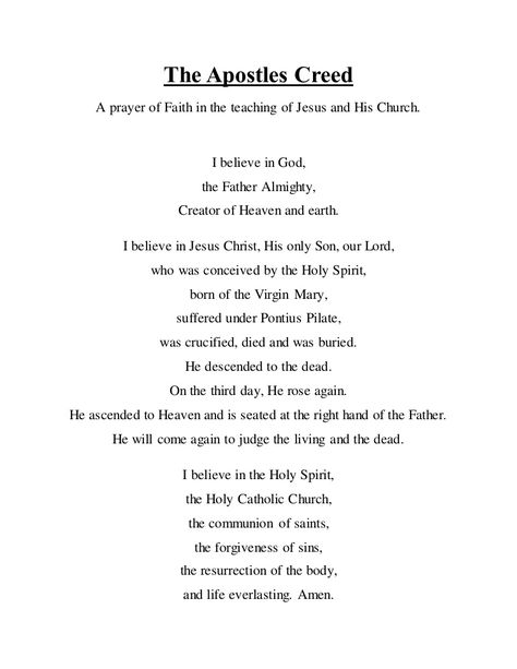 Apostles Creed Catholic, Catholic Kids Activities, I Believe In God, Easter Prayers, Apostles Creed, Catholic Education, The Apostles, God Father, Christian Family