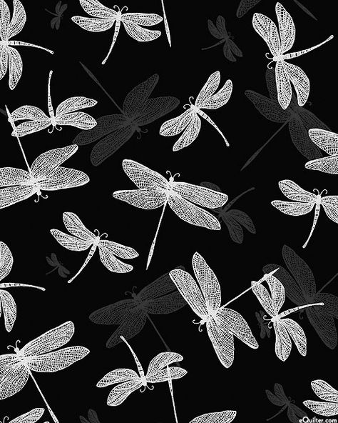 eQuilter Shimmer & Shine - Dragonfly Mist - Black/Silver Pearl Dragonfly Pattern, Dragonfly Print, Dragonfly Dreams, Shimmer Shine, Free Quilt Patterns, Quilt Patterns Free, Fabric Online, Dragonflies, Silver Pearls