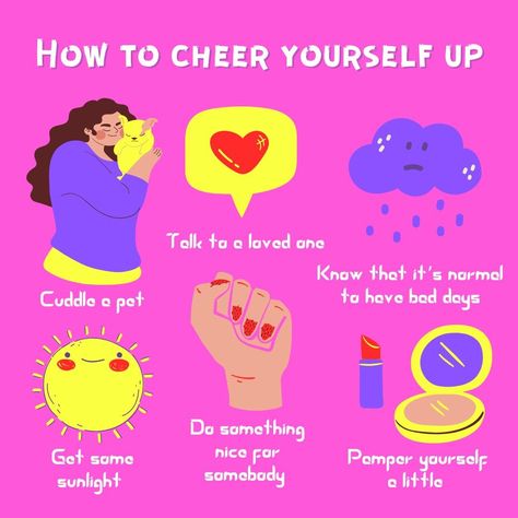 Feeling down? Here are some simple ways to cheer yourself up fast and improve your mood. How to boost your mood, how to get rid of bad feelings. How to stop feeling down. How to feel better. Self care for your mental wellness. How to be happy. How to be happier. Self care routine. Self care ideas. How to improve your mental health. Self improvement. Personal development. #selfcare #mentalwellness #mood How To Make Your Self Feel Better, How To Get Your Feelings Out, Things To Do To Make You Feel Better About Yourself, Ways To Make Yourself Feel Better, How To Feel Happy About Yourself, How To Comfort Yourself, How To Make It Feel Good Down There, To Make You Feel Better, Ways To Get Out Of Your Head