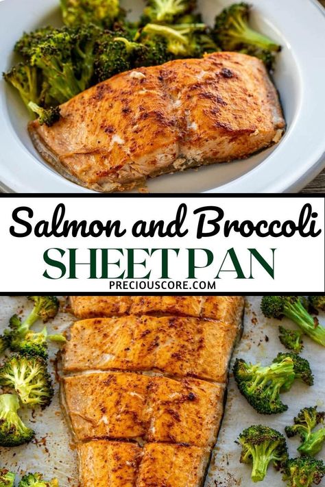 Raw Seafood, Sheet Pan Salmon, Salmon Meal Prep, Oven Salmon, Oven Roasted Salmon, Low Calorie Recipes Dinner, Pan Salmon, Salmon And Broccoli, Oven Baked Salmon