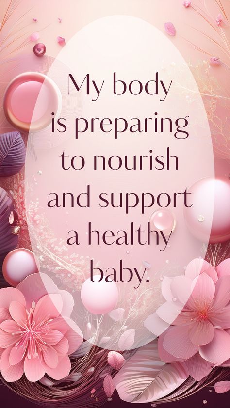 A healthy body for a healthy pregnancy! 🤰🏻  Fertility affirmations can help you visualize your dreams of a healthy pregnancy and happy family. Start with a focus on your body - the temple that will nurture and support your growing baby.  Repeat after me: 'I cherish and care for my body every day. It is strong, healthy, and ready to create new life.' 💪  #FertilityAffirmations #HealthyBodyHealthyPregnancy #NurturingNewLife Praying To Get Pregnant, Healthy Baby Vision Board, Healthy Baby Affirmations Pregnancy, Happy Family Manifestation, Early Pregnancy Affirmations, Healthy Pregnancy Affirmations, Healthy Ovaries, Fertility Aesthetic, Manifesting A Baby