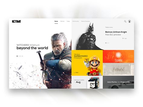 Video Game News Site Concept by RenRan Gaming Dashboard, Game Website, Game Sites, Web Video, Game Ui Design, Website Design Layout, Web Inspiration, Web Designs, Ui Inspiration