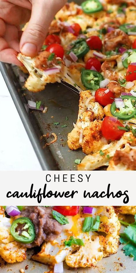 Cheesy Baked Cauliflower, Cauliflower Nachos, Pasta Vegetariana, Cheesy Cauliflower, Baked Cauliflower, Munnar, Healthy Low Carb Recipes, Keto Recipes Dinner, Health Dinner Recipes