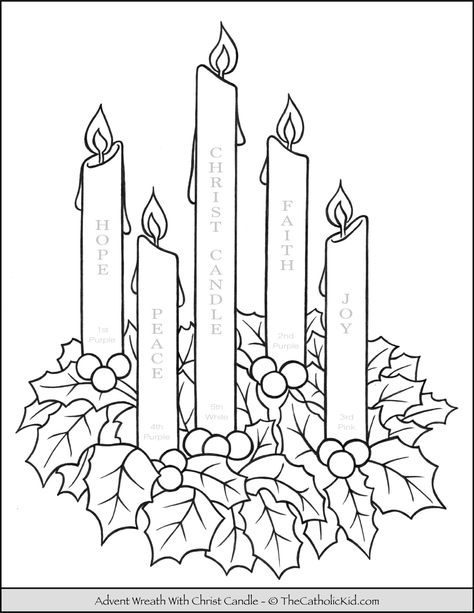 Advent Wreath Coloring Page With Candle Names & Meanings - TheCatholicKid.com Birthday Candle Template, Birthday Candles Printable, Catholic Advent Wreath, Candle Meanings, Advent Candles Meaning, Catholic Advent, Advent Wreath Candles, Candle Template, Advent Crafts