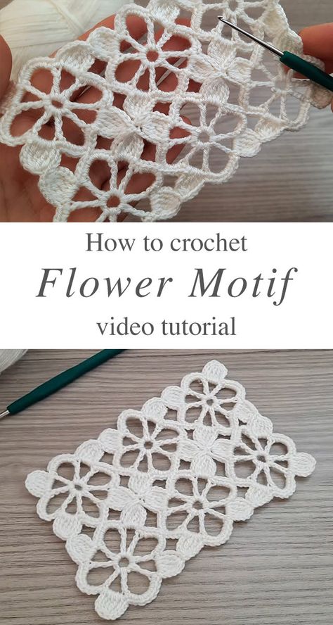 Crochet Flower Motif, Crochet Motif Patterns, Treble Crochet Stitch, Haken Baby, Crochet Doily Patterns, Crochet Flower Tutorial, Crochet Motifs, Flower Motif, Crochet Flower Patterns