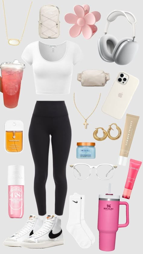 white girl look with accessories🎀✨️🧸 White Girl Winter Outfits, Maddy Aesthetics, White Girl Outfits Basic, Basic White Girl Outfit School, School White Shirt, Basic White Girl Aesthetic, Volleyball Fits, Basic White Girl Outfit, Everyday School Outfits