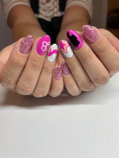 Barbie nail ideas Barbie And Ken Nails, Ken Nails, Barbie Nail Ideas, Ncla Nail Polish, Barbie Nail, Nails Barbie, Hello Barbie, Ken Barbie, Nails Polish