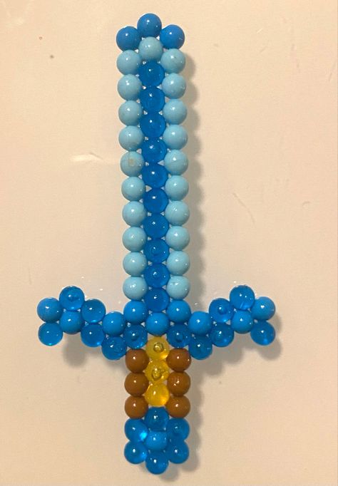 Minecraft Diamond, Aqua Beads, Water Beads, Perler Beads Designs, Hama Beads, Bead Designs, Perler Beads, Live Lokai Bracelet, Minecraft