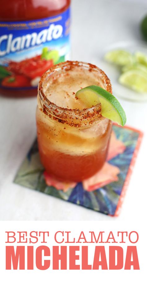 #sponsored I am definitely going to give this @Clamato Limón Michelada a try!  It looks like it would be a huge hit at any summer gathering.  This drink is made with Clamato Limón for an added citrus flavor!  Check out @CouponMamacita post and get the recipe here  #ClamatoMichelada Drink responsibly Clamato Recipe, Chelada Recipe, Clamato Michelada, Mexican Cocktail, Food Ideas Easy, Michelada Recipe, Fun Food Ideas, Mexican Cocktails, Spicy Cocktail