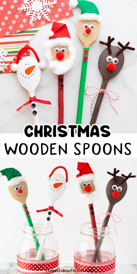 Christmas Wooden Spoons, Spoon Christmas Crafts, Wooden Spoon Christmas, Wooden Spoon Crafts, Spoon Craft, Christmas Presents For Girls, Christmas Spoons, Spoon Crafts, Make A Snowman