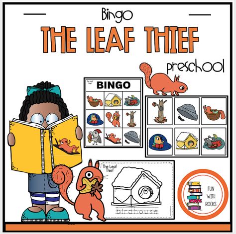 THE LEAF THIEF BINGO By Book Units by Lynn  October 17, 2023 // No commentsTHE LEAF THIEF BINGO The Leaf Thief, Thief Character, Bingo Calls, Early Childhood Classrooms, The Leaf, Bingo Cards, Small Cards, Early Childhood, Bingo