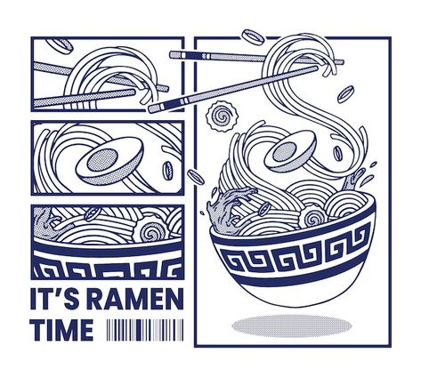 Japanese Illustration Art, Japanese Graphic Art, Ramen Logo, Ramen Illustration, Ramen Design, Japanese Food Illustration, Japan Graphic Design, T-shirt Design Illustration, Japanese Poster Design