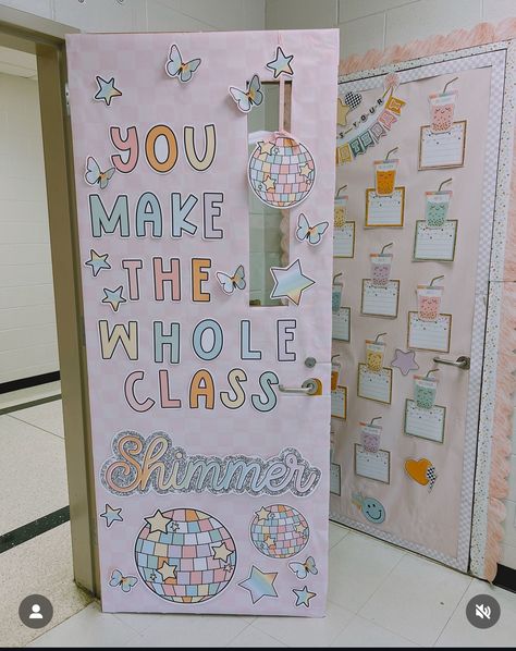 Teacher Workroom Bulletin Boards, Retro Rainbow Classroom, Retro Theme Classroom, Teacher Workroom, Summer Recap, Teacher Aesthetic, Rainbow Classroom, Theme Classroom, Retro Theme