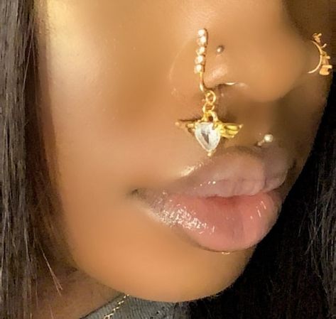 Dangling Nose Ring, Pearl Nose Ring, Nose Peircing, Nose Cuffs, Unique Nose Rings, Cute Nose Piercings, Faux Nose Ring, Gold Nose Hoop, Fashion Girly